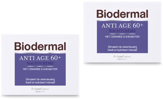 Biodermal Anti Age nachtcrème 60+ - Nachtcrème met niacinamide & sheaboter - Voedt en hydrateert intensief - Nachtcreme anti rimpel voor vrouwen - 50ml - BUNDEL 2 STUKS