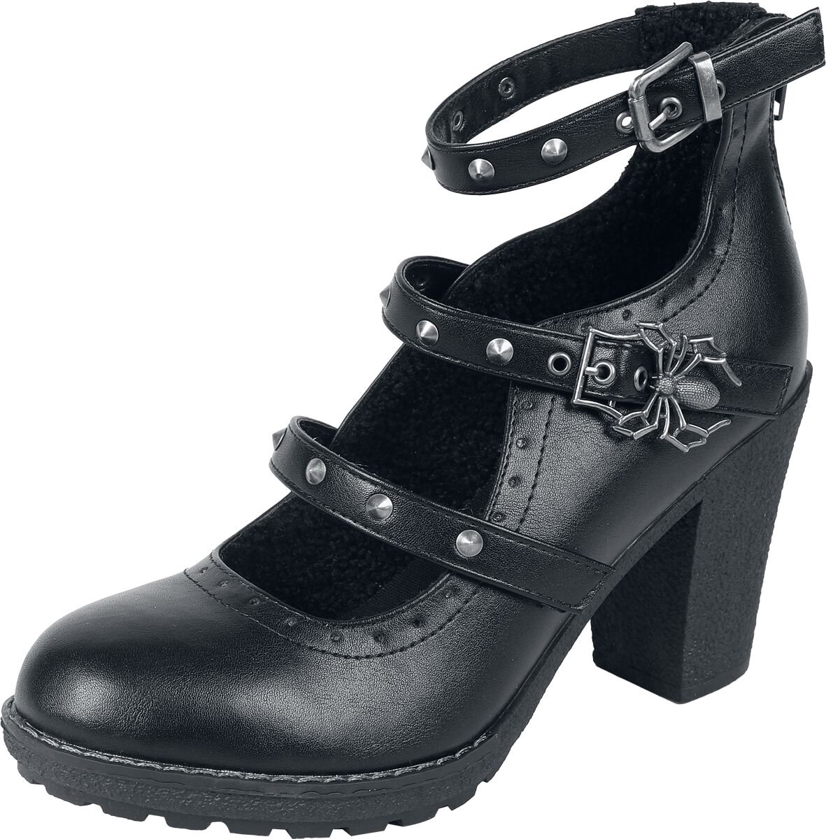 Gothicana zwarte hoge hakken met drie bandjes en studsdetails - Dames - EU37