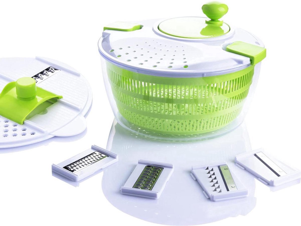 7 in 1 Multifunctionele Salade Spinner - Groente Droger en Rasp Set - 4L
