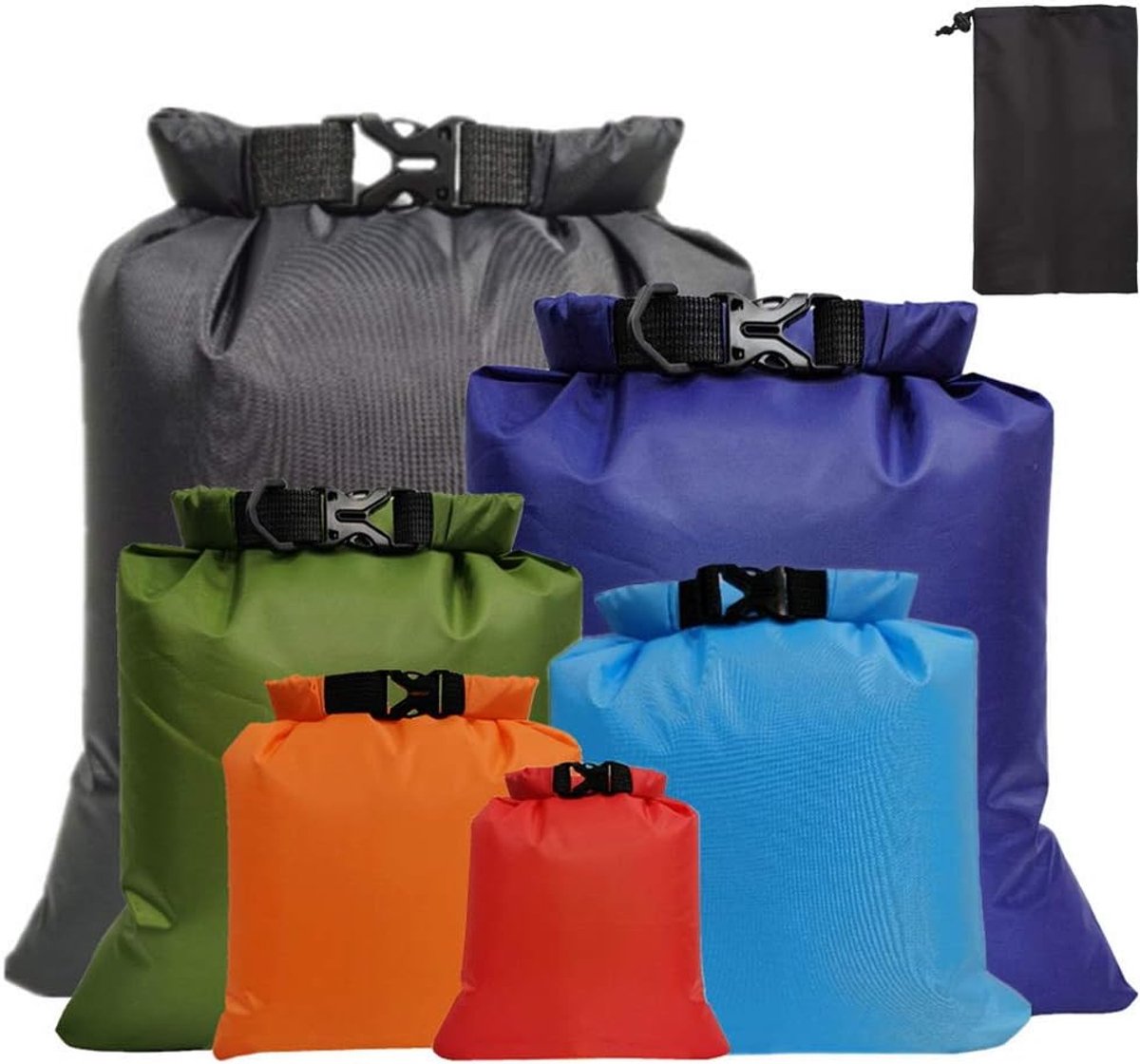 6 stuks Waterdichte Dry Bag - waterdichte tas - Dry bag - Drybag kanozakken - voor kajakken, wandelen - Dry Bags Waterdicht - drijftas voor reizen - draagbare droogzak - outdoor waterdichte tassen - Natte Dry Bag Waterdichte - voor badpak ondergoed