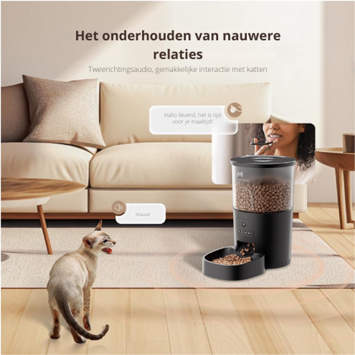 Voederautomaat voor katten, met 1080p camera, 5G en 2,4G