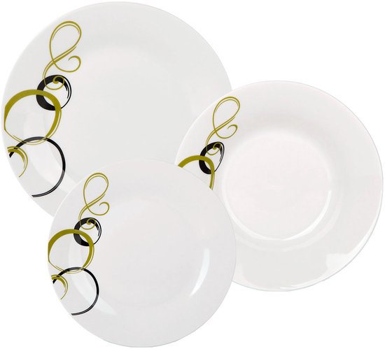 Service de table Bella Fiore Premium 18 pièces - Service d'assiettes - Assiettes - 6 personnes - Design Elegant - Porcelaine de Premium - Wit avec motif Uniek AR-79