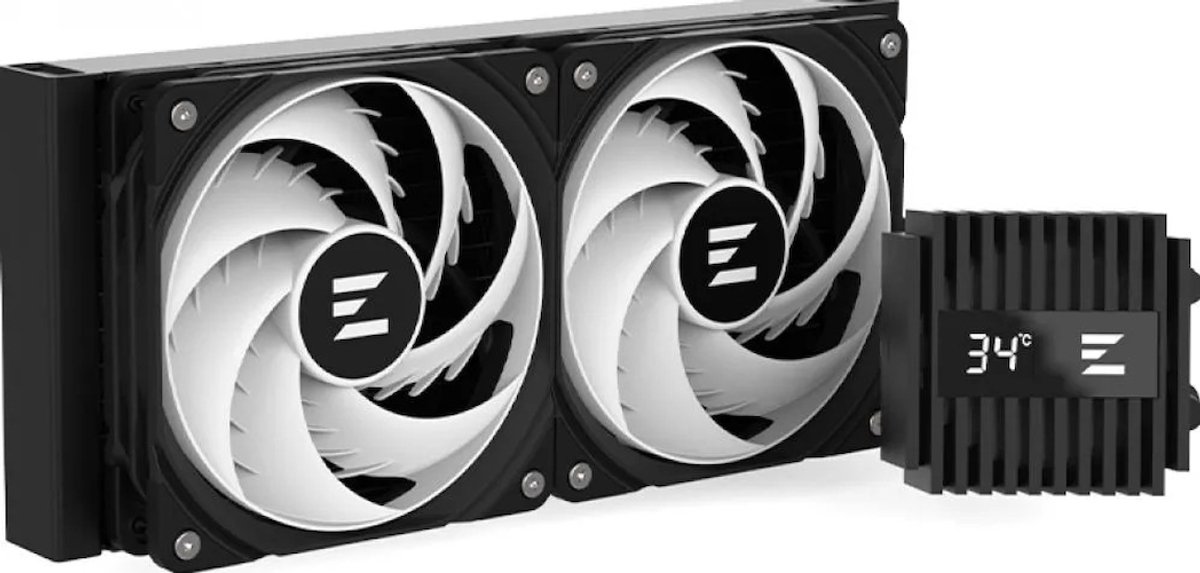 Zalman Alpha2 A24 Black - Vloeistofkoelsysteem processor afmeting radiator: 240 mm - voor Intel: LGA 1700, 1200, 115x - AMD AM5, AM4 - 2x 120 mm RGB Fans - aluminium - zwart