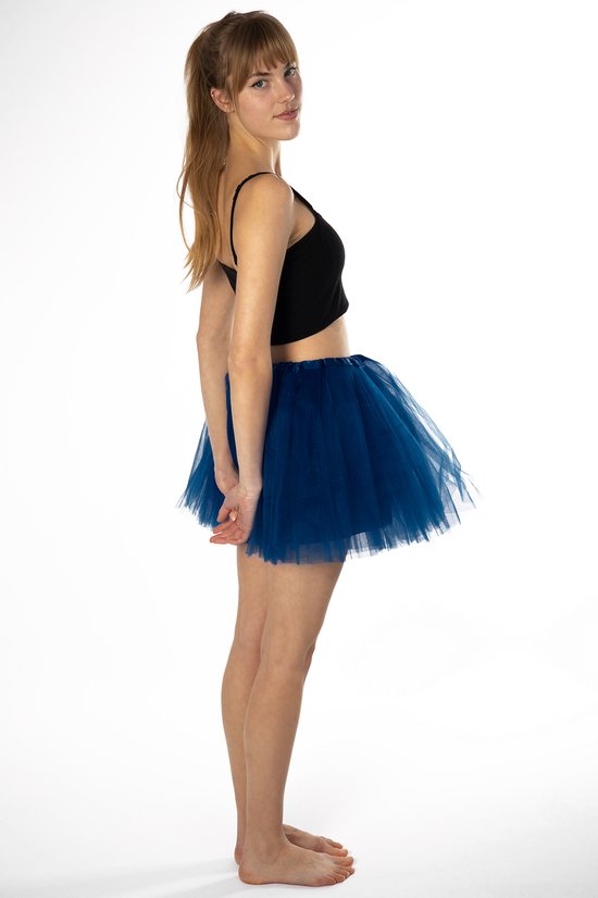 Jupe Tutu en Tulle Bleu Foncé KIMU® - Taille L XL XXL - Jupe Jupon Bleu Rok Femme - Jupe Jupon Tulle Femme Carnaval Fée Schtroumpf