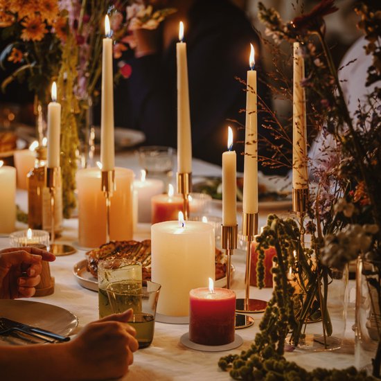 SPAAS - Bougies de table ménage 24cm, ± 8 heures, inodore - Ivoire - Pack économique 50 Bougies de table