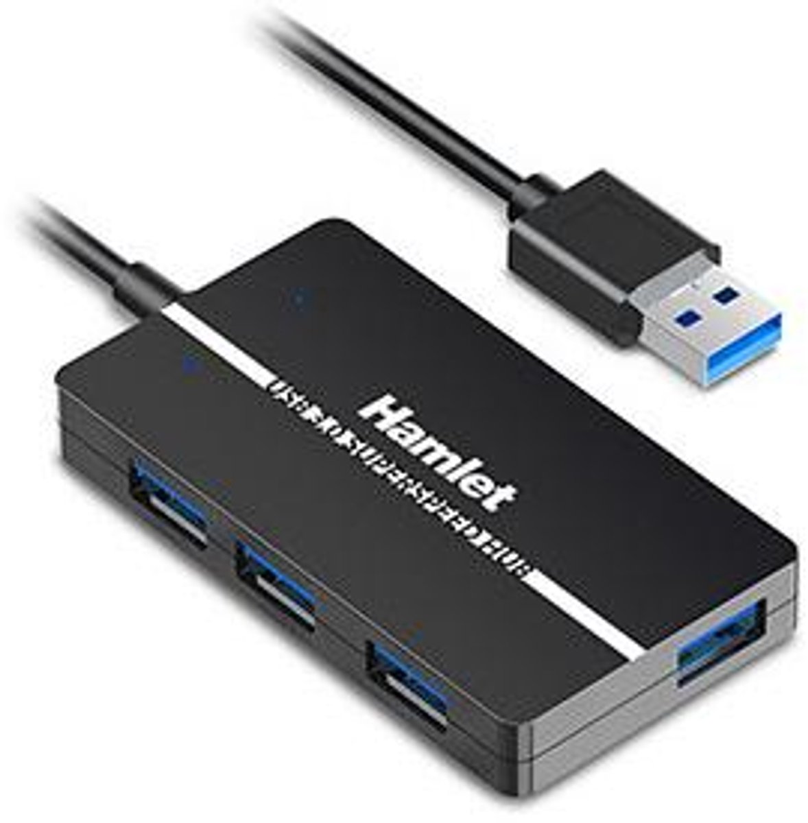 Hamlet XHUB-04U3P interface hub USB 3.2 Gen 1 (3.1 Gen 1) Type-A 5000 Mbit/s Zwart