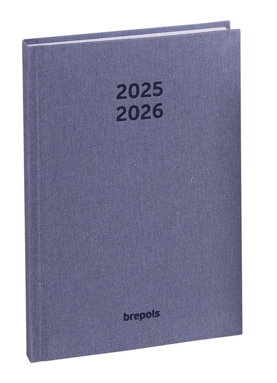 Agenda Brepols 2025-2026 - Prévision NATURE - Agenda scolaire - 1 semaine sur 2 pages - Couverture cartonnée - Aperçu hebdomadaire - Blauw - 17,1 x 22 cm
