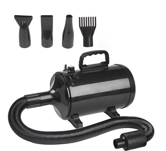 Professionele Hondenfohn - Waterblazer voor Honden - Hondenfohn met 3 Opzetstukken - 2800W Verstelbaar Vermogen - Zwart