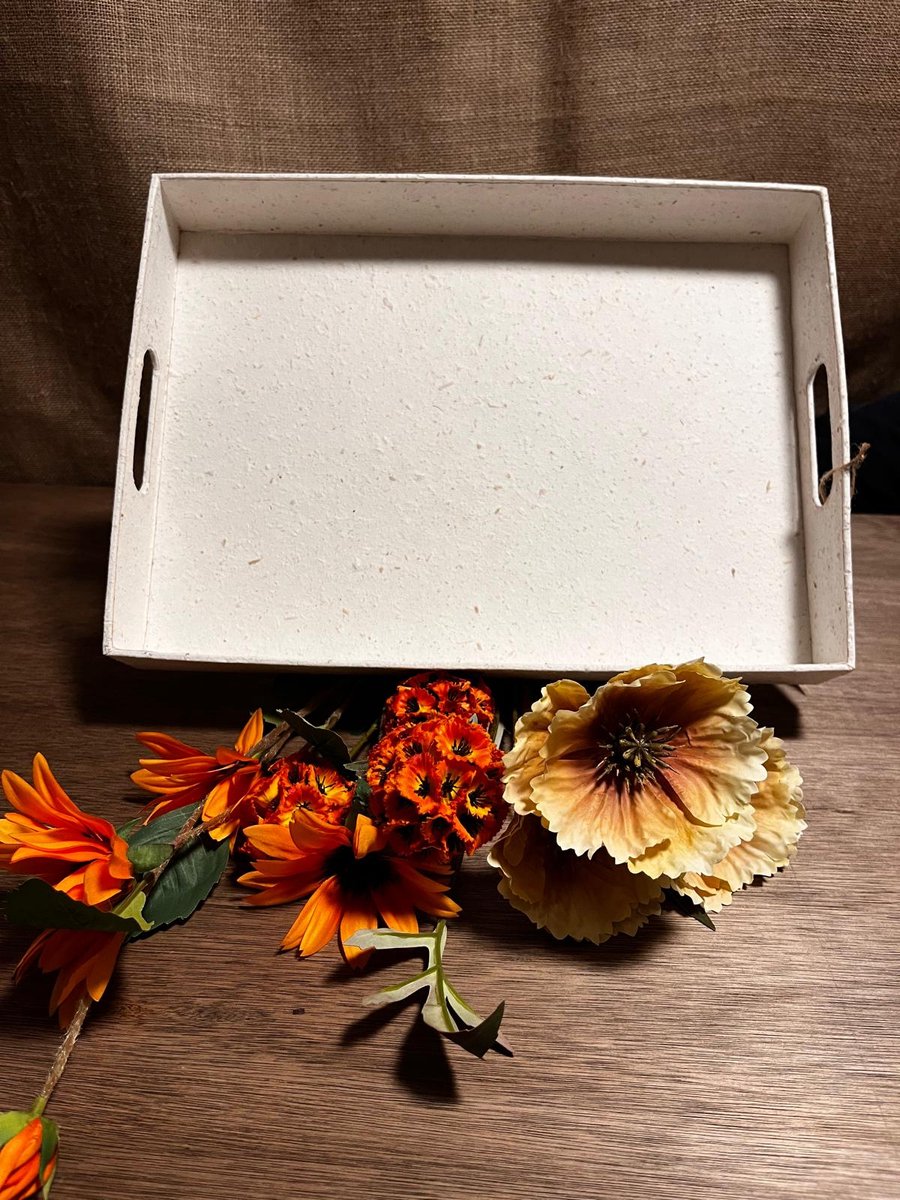 Decoratief dienblad, gedroogde bloemen