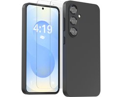 Hoesje geschikt voor Samsung S25 Zwart - 2x screenprotector - beschermglas screen protector- Anti Shock case