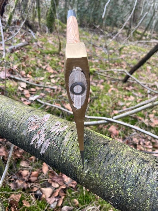 Handbijl met zwart handvat - 800 gram - 35 cm - Hakbijl - Outdoor camping kampeer bijlen metaal/hout van Kinzo Garden — afbeelding 4