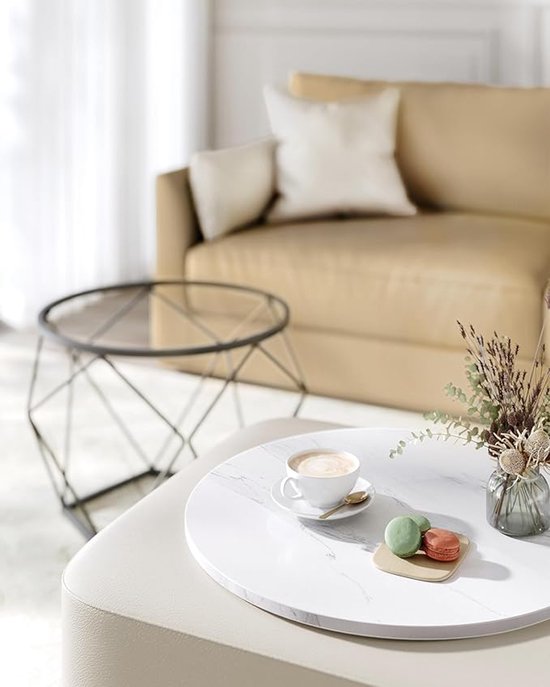 MAZAZU - Tables basses - Tables d'appoint - Zwart/ Wit - Set de 2 - Rondes