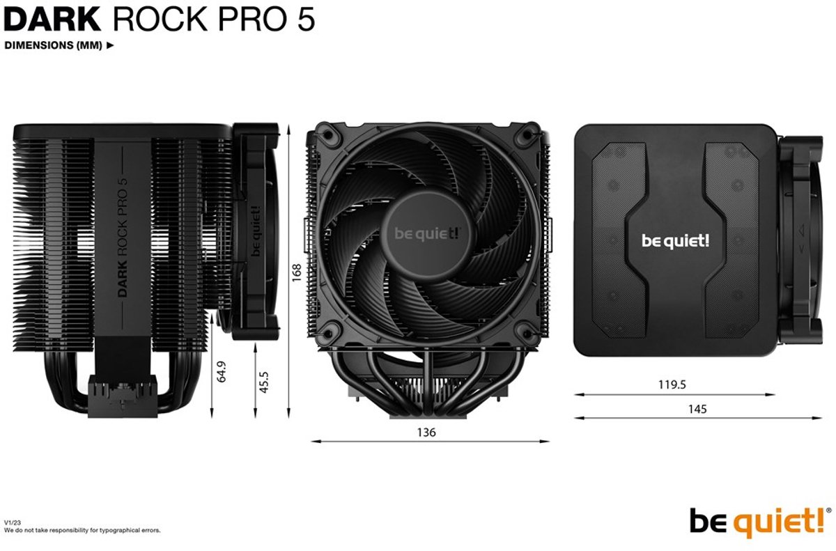 Be Quiet! Dark Rock Pro 5 - CPU Luchtkoeler - 270W TDP - 168mm | bol