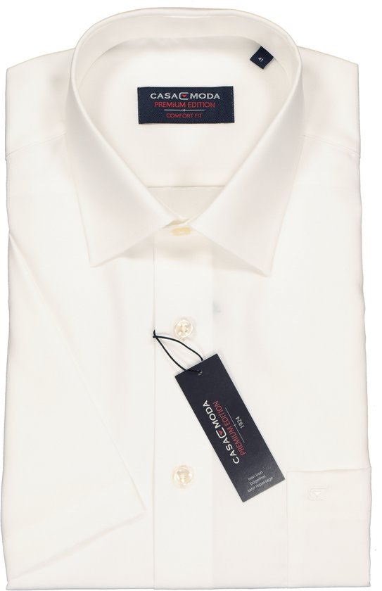 Chemise Casa Moda Ecru Popeline Unie Kent Manches Courtes Coupe Confort - 46