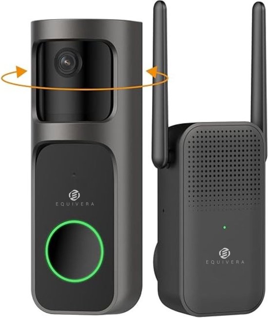 aosu Deurbel met camera, 2K video deurbel, versleutelde geheugenbel, camera met K.I. persoonsherkenning met AI, werkt met Alexa