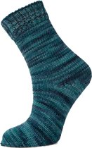 Sokken breien wolgaren inclusief breinaalden - Breipakket 2x100gram strengen + 5 breipennen 3mm - Gemeleerde selfstriping blauw tinten sokkenwol