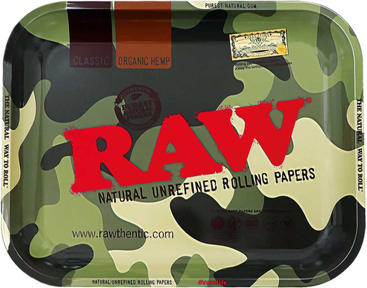 RAW - METAL ROLLING TRAY - CAMOUFLAGE - LARGE (34 x 27,5 cm)