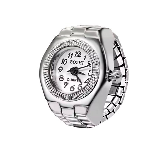 Montre de Luxe pour doigt - Montre Ring pour doigt - Montre pour doigt - Argent Wit