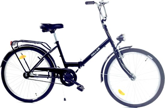 Dallas Vouwfiets 24 Inch - Zwarte Staal Frame Vouwfiets zonder Versnellingen
