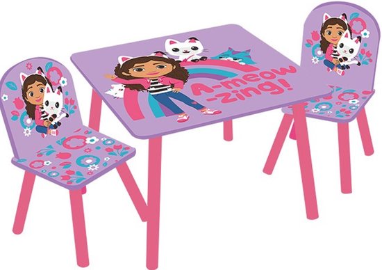 Gabby’s Poppenhuis Kindertafel en Stoeltjes - Montessori Kinderstoelen - Tekentafel Kinderen - Tafel en 2 Stoelen - Kindermeubels van Hout - Peuter Stoel met Tafel van Furnidex Kids — afbeelding 5