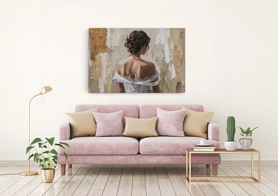 Tableau sur toile Saammp - Femme - Art - Beige - abstrait - 40x30 - Photo sur toile - Décoration murale - Décoration murale Salon - Décoration chambre - Impression sur toile