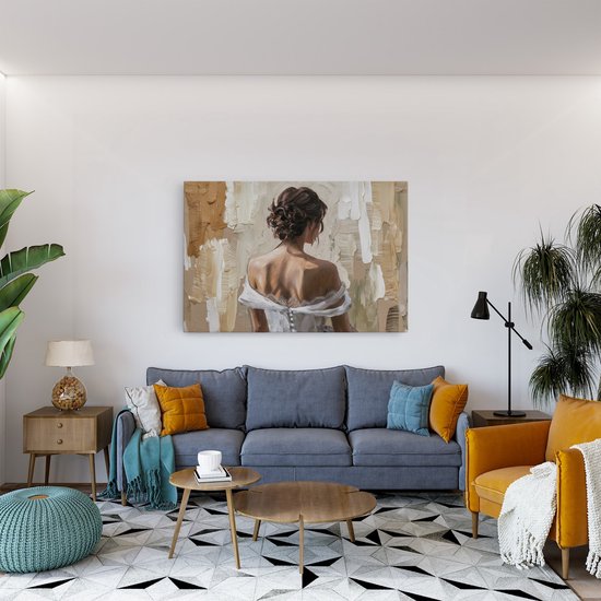Tableau sur toile Saammp - Femme - Art - Beige - abstrait - 40x30 - Photo sur toile - Décoration murale - Décoration murale Salon - Décoration chambre - Impression sur toile