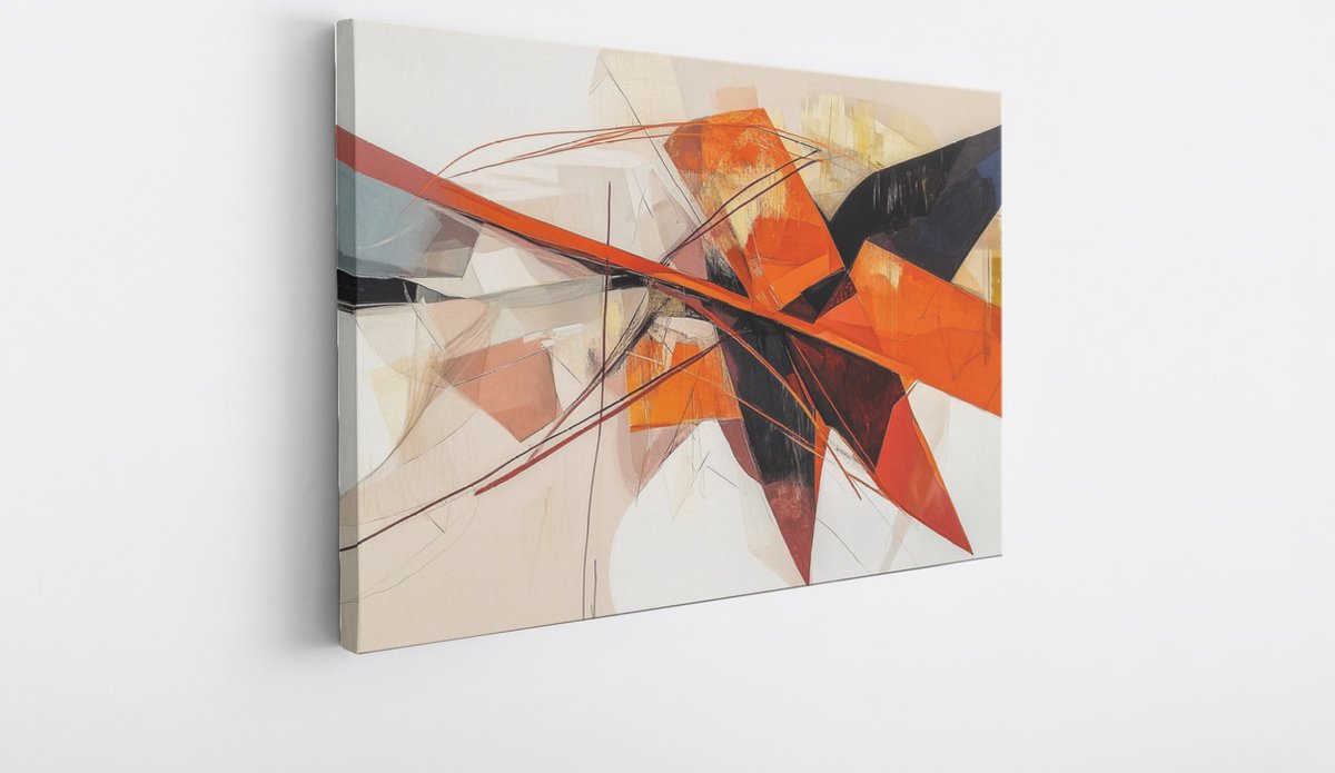 Saammp Canvas Schilderij - Dynamisch - Rood - Abstract kunstwerk - 150x100 - Foto op canvas - Wanddecoratie - Muurdecoratie Woonkamer - Slaapkamer decoratie - Canvas Print Multicolor