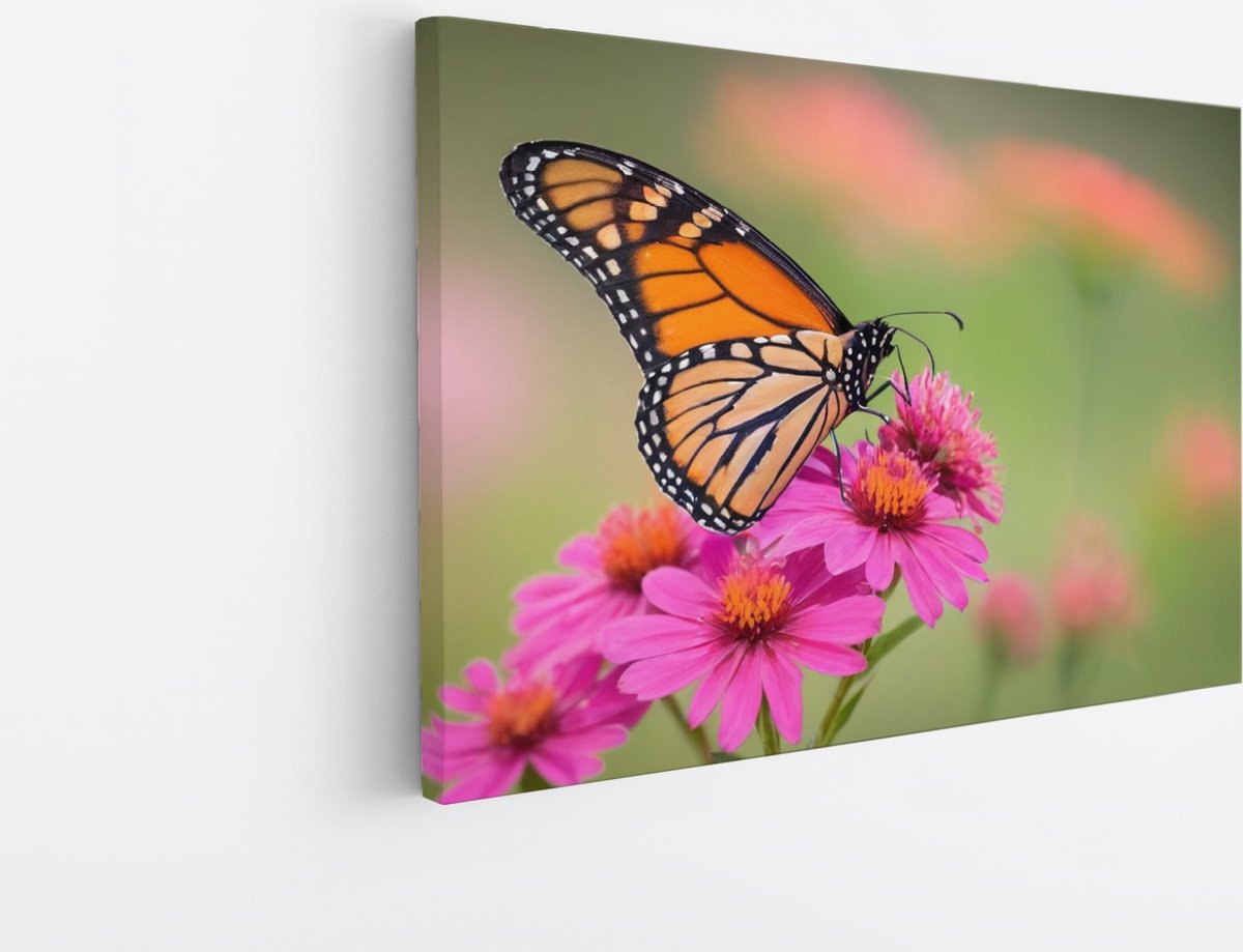 Saammp Canvas Schilderij - Kleurrijke vlinder - Natuur - Dieren - 60x40 - Foto op canvas - Wanddecoratie - Muurdecoratie Woonkamer - Slaapkamer decoratie - Canvas Print Multicolor