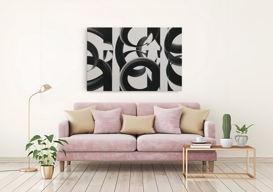 Saammp Canvas Schilderij - Abstract - Zwart-wit - 100x75 - Foto op canvas - Wanddecoratie - muurdecoratie Woonkamer - Slaapkamer decoratie - Canvas Print
