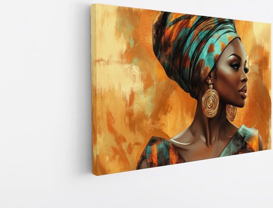 Tableau sur toile Saammp - Abstrait - Femme africaine - Bijoux - 90x60 - Photo sur toile - Décoration murale - Décoration murale Salon - Décoration chambre - Impression sur toile