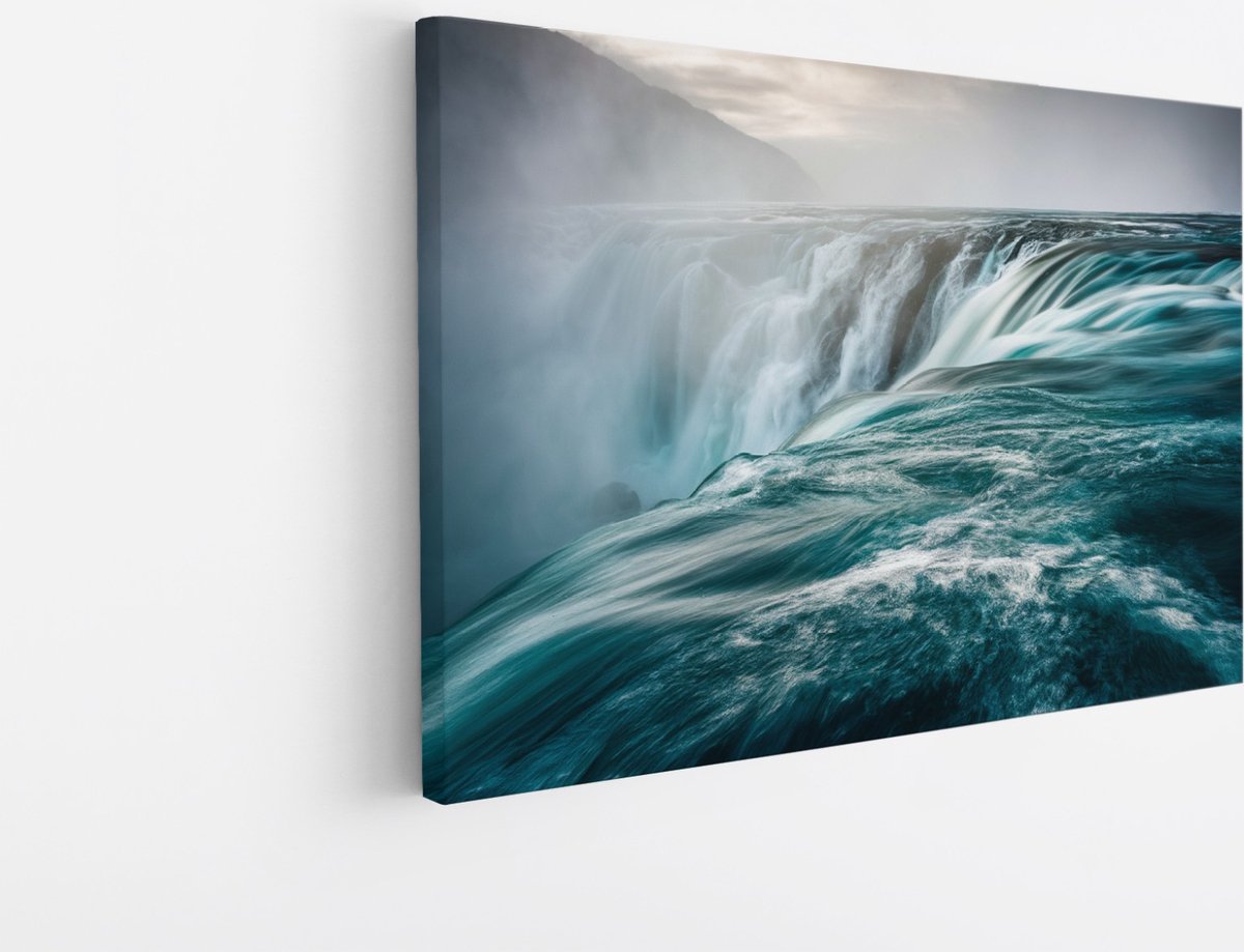 Saammp Canvas Schilderij - Waterval van dichtbij - Natuur - Botanisch - 60x40 - Foto op canvas - Wanddecoratie - Muurdecoratie Woonkamer - Slaapkamer decoratie - Canvas Print Multicolor