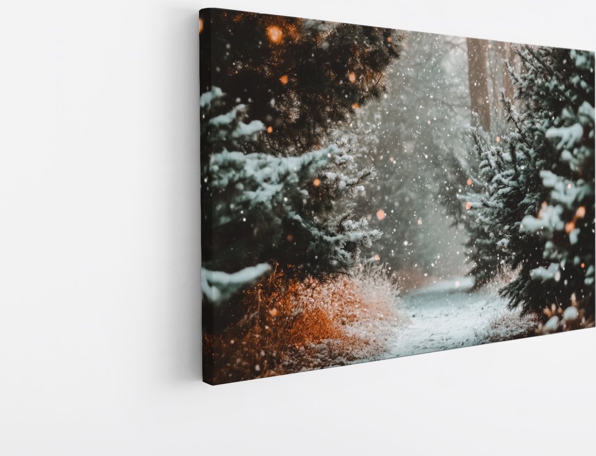 Saammp Canvas Schilderij - Botanisch - Winterpad - Herfstachtig - Landschap - Natuur - 90x60 - Foto op canvas - Wanddecoratie - Muurdecoratie Woonkamer - Slaapkamer decoratie - Canvas Print Multicolor