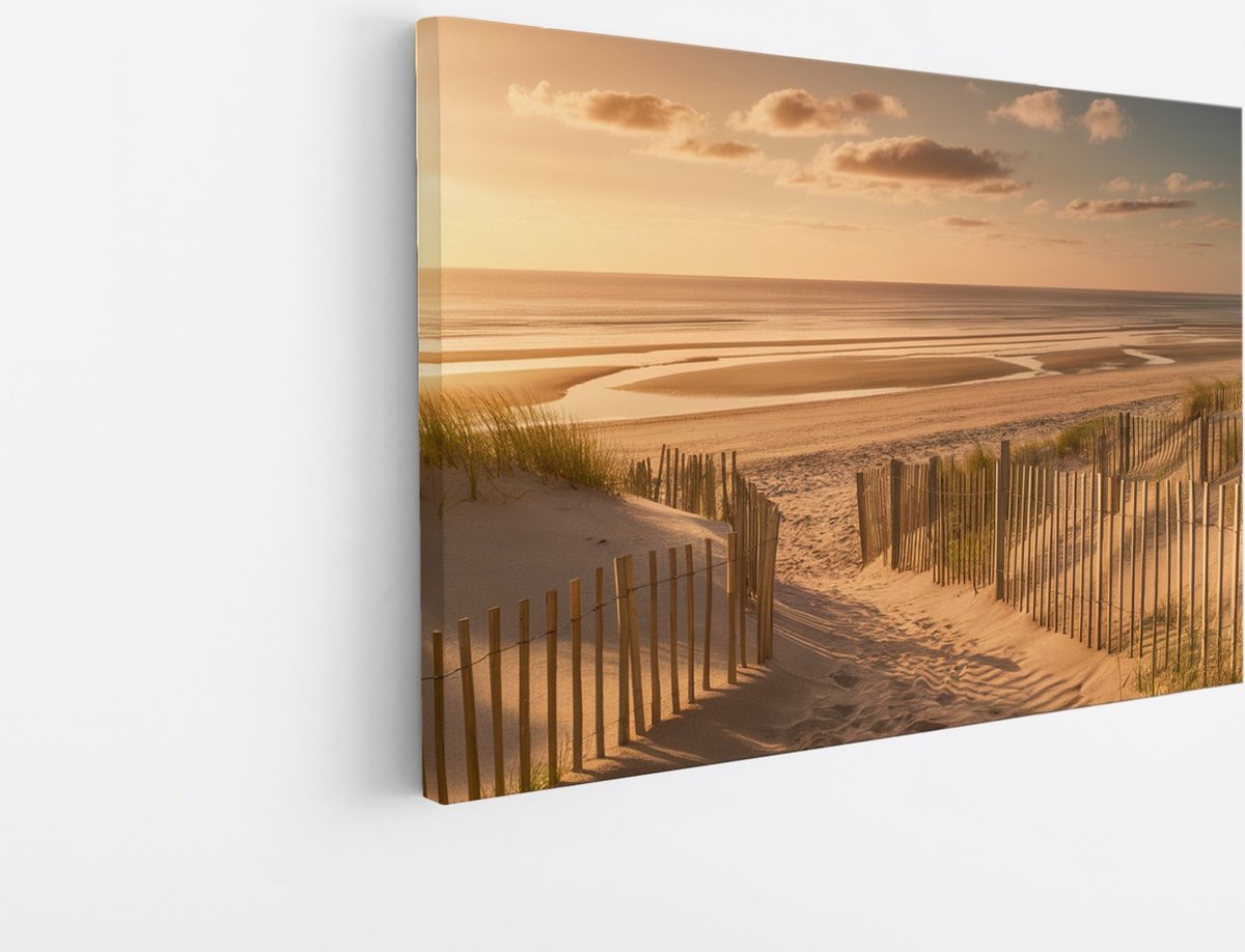 Saammp Canvas Schilderij - Pad naar het Strand - Zee - 100x75 - Foto op canvas - Wanddecoratie - muurdecoratie Woonkamer - Slaapkamer decoratie - Canvas Print Multicolor