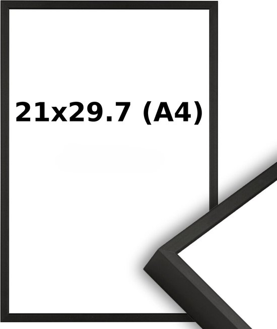 Cadre Photo Aluminium A4 21 x 29,7 Noir Mat - Verre Antireflet - Professionnel