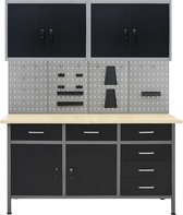 Bol.com vidaXL Werkbank met kasten en wandpanelen Werkbank - Gereedschapsschuur - Werktafel - Hobbykamer - Garageinrichting aanbieding