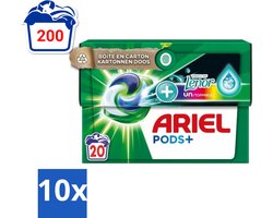10 x Ariel Original - Touch of Lenor Unstoppables - Wasmiddelcapsules - Pods+ - Gekleurde Was - 20 Wasbeurten - Wasmiddel Capsules - Gekleurde Was - Frisse Geur - Koud Water Was - Vlekverwijdering