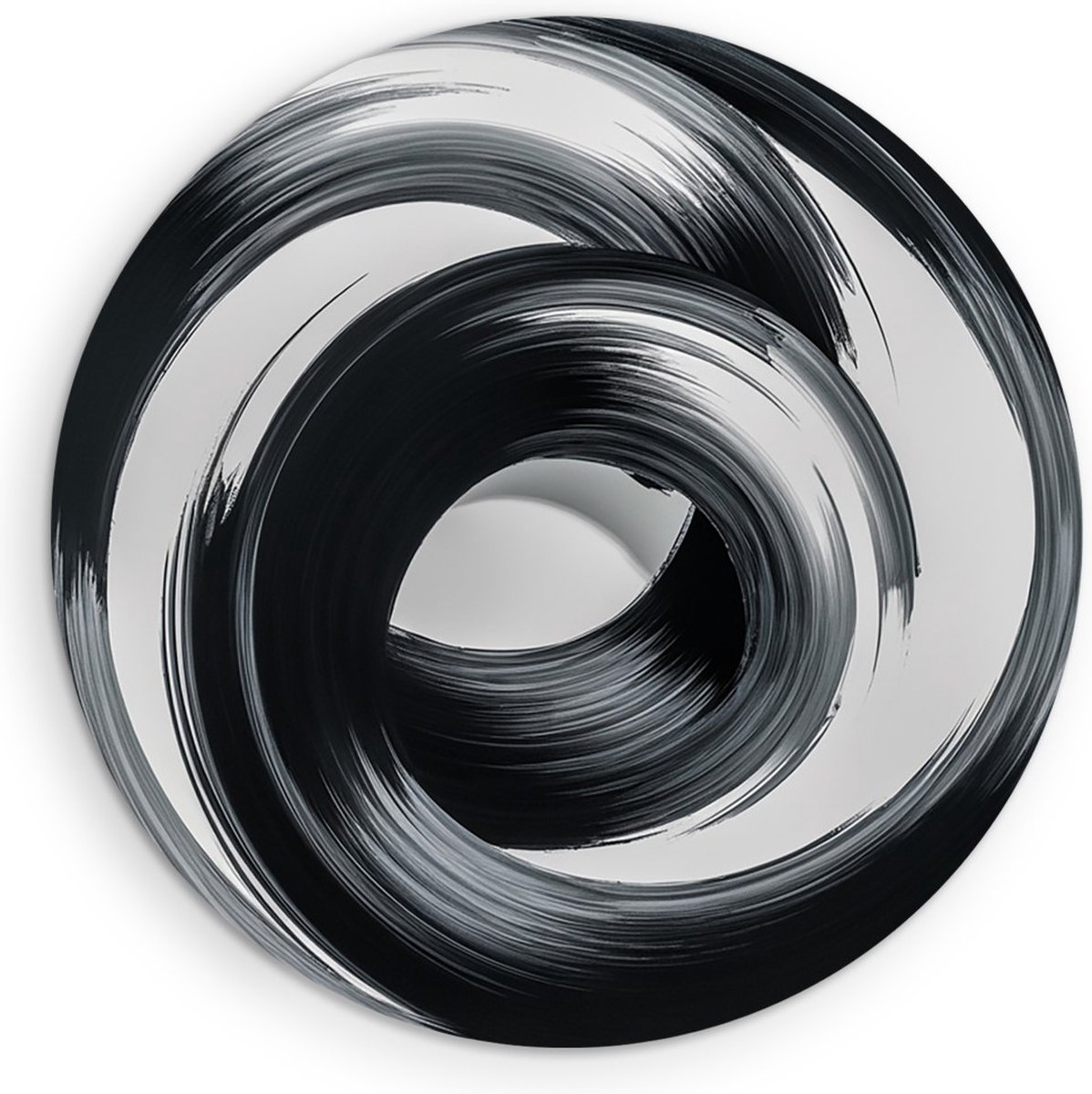 Saammp Forex Muurcirkel - Abstracte Geometrische Kunst - Zwart-Wit - Ø 80 - Wandcirkel - Wanddecoratie Cirkel - muurdecoratie Woonkamer - Slaapkamer decoratie - Rond Schilderij