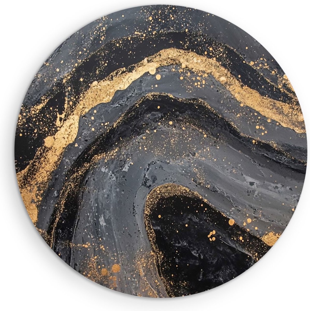 Saammp Forex Muurcirkel - Grijs marmer - Dynamisch - Abstract kunstwerk - Ø 80 - Wandcirkel - Wanddecoratie Cirkel - Muurdecoratie Woonkamer - Slaapkamer decoratie - Rond Schilderij