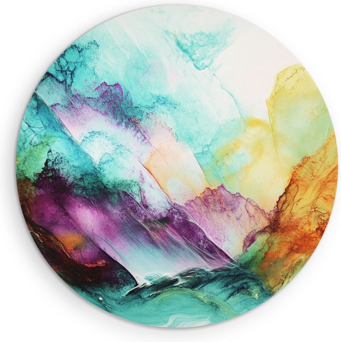 Saammp Forex Muurcirkel - Groen Goud - Abstract kunstwerk - Ø 50 - Wandcirkel - Wanddecoratie Cirkel - Muurdecoratie Woonkamer - Slaapkamer decoratie - Rond Schilderij