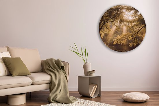Saammp Wall Circle Bois - Incidence lumineuse - Arbres - Paysage - Nature - Ø 70 - Cercle mural - Décoration murale Cercle - Décoration murale Salon - Décoration chambre - Peinture ronde