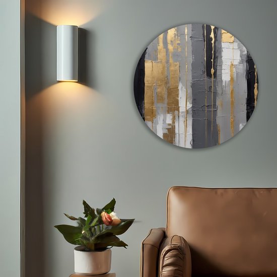 Saammp Cercle Mural Bois - Zwart Or - Abstrait - Ø 40 - Cercle Mural - Décoration murale Cercle - Décoration murale Salon - Décoration Chambre - Tableau Rond