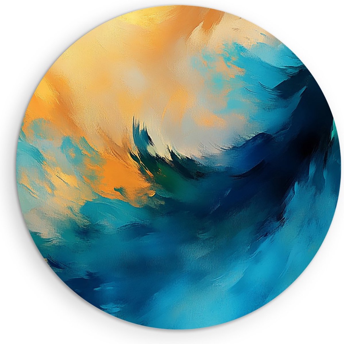 Saammp Muurcirkel Hout - Levendige kleuren - Abstract - Ø 50 - Wandcirkel - Wanddecoratie Cirkel - Muurdecoratie Woonkamer - Slaapkamer decoratie - Rond Schilderij