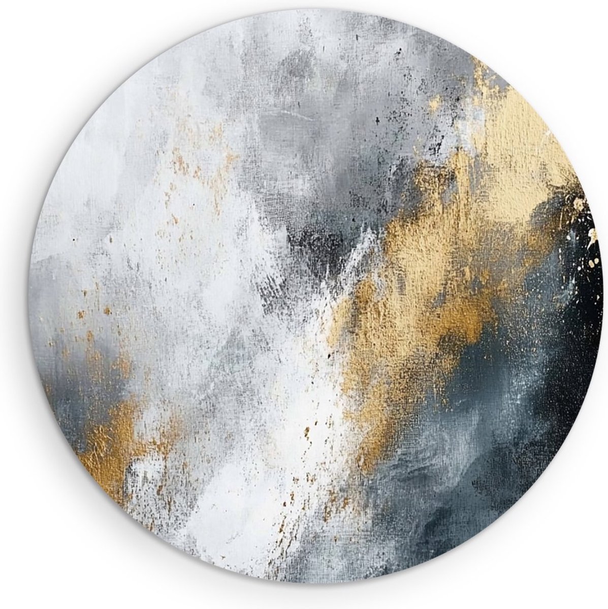 Saammp Forex Muurcirkel - Zwart witte Kunst - Abstract - penseelvegen - Ø 40 - Wandcirkel - Wanddecoratie Cirkel - Muurdecoratie Woonkamer - Kantoor Decoratie