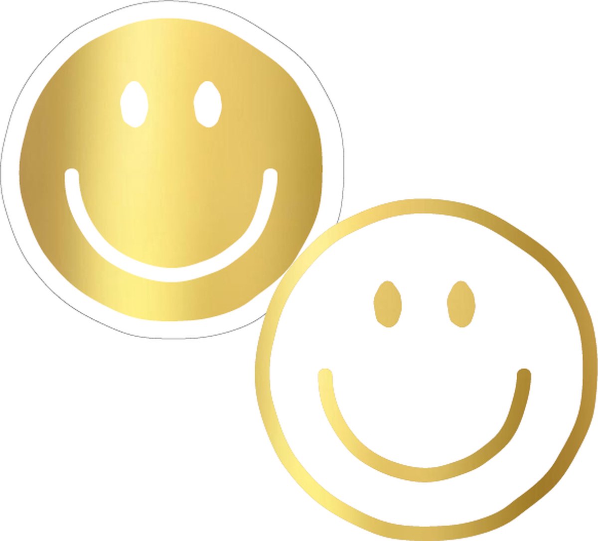 10 Cadeaustickers: Smiley- Wit met goudfolie - Ronde sticker 4 cm- Cadeauversiering- Sluitzegel- Traktatiesticker- Wensetiket