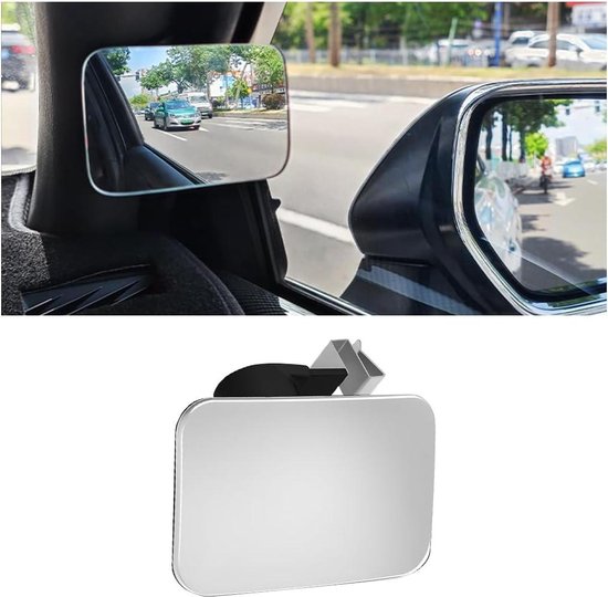 MIOLOE 2 stuks autoachteruitkijkspiegels, regenbescherming met dodehoekspiegel, 2-in-1 universele koolstofvezel, 360 graden instelbaar, zelfklevende autoaccessoires voor auto's, SUV's, vrachtwagens