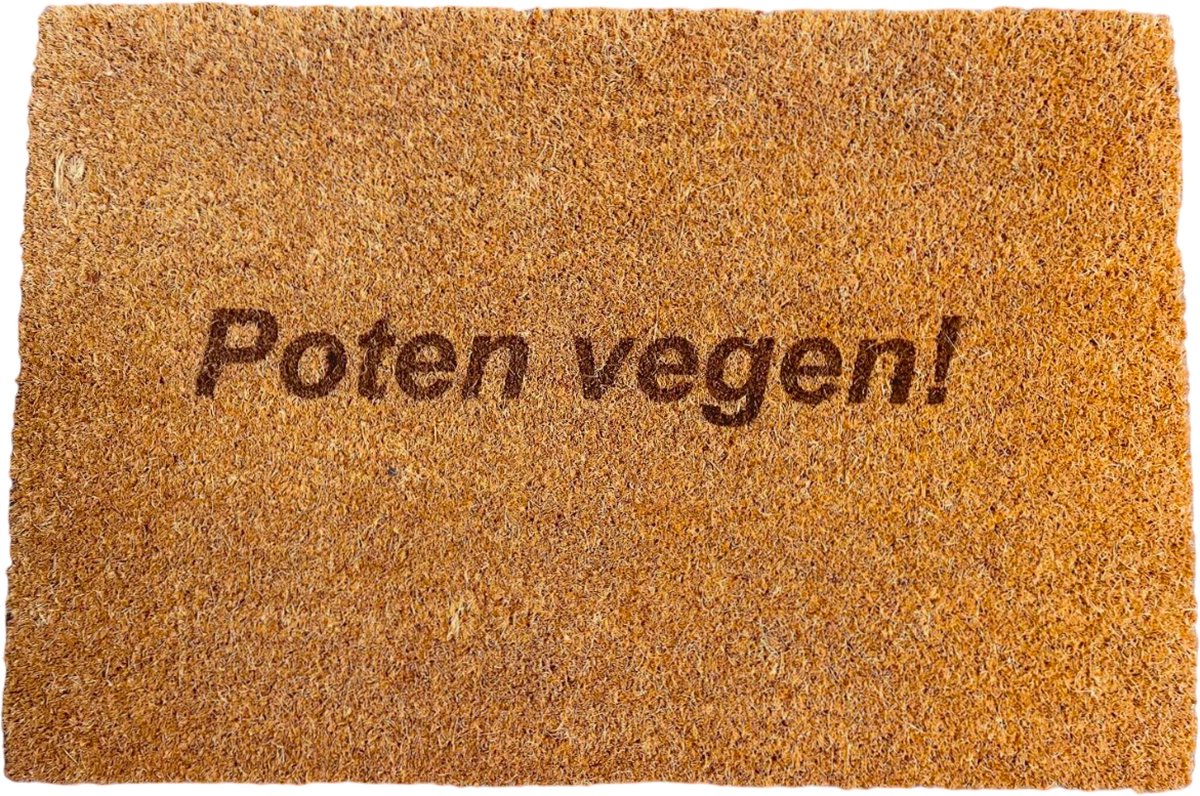 Deurmat met tekst - Deurmat kokos - Deurmat binnen - Poten vegen! - 40x60 cm - Kleur bruin - Humor