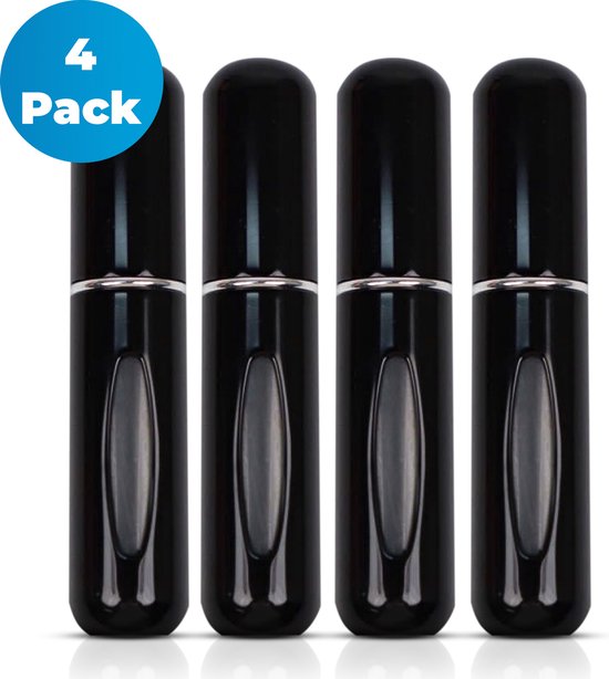 Mini Parfum Flesjes - 4-pack - Navulbaar - Reisflesjes - Parfumverstuiver - Zwart