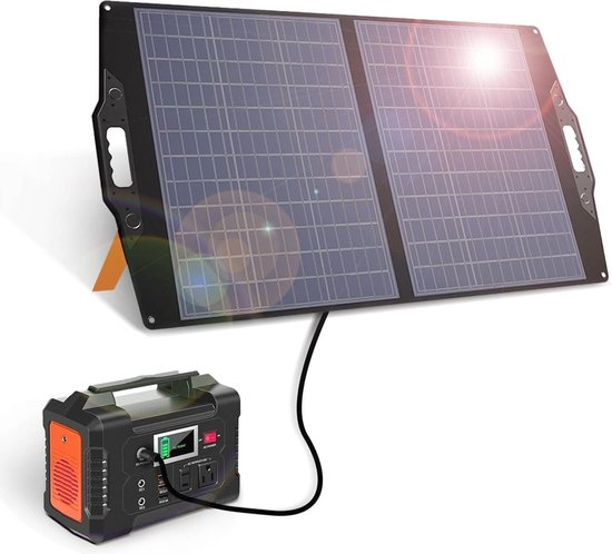 Solar Panel Charger, 100 W, Foldable Set with 20-28 V DC