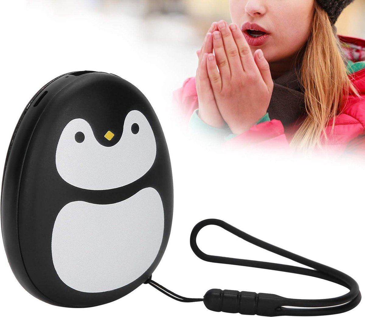 Elektrische handwarmer cartoon schattig draagbaar - USB powerbank 4000 mAh - USB-zakwarmer - pinguïn (zwart) . — cadeau in Gadgets - foto 6