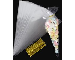 50x Uitdeelzakjes 16 x 30 cm - Cellofaan Plastic Traktatie Kado Zakjes - Snoepzakjes - Koekzakjes - Koekje - Cookie - Puntzak - Snoepzak
